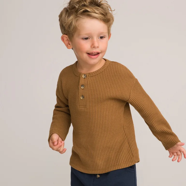 Pack of 2 T-Shirts with Grandad Collar and Long Sleeves - 4