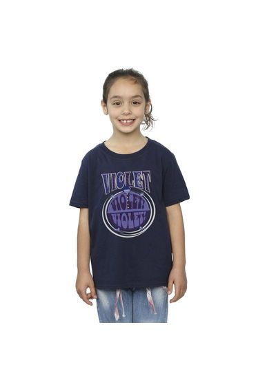 Willy Wonka Girls Violet Turning Violet Cotton T-Shirt - Navy Blue