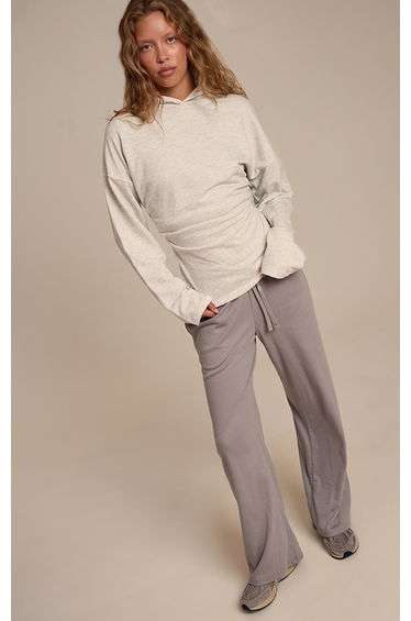 Ash Grey Loopback Cinched Waist Hoodie