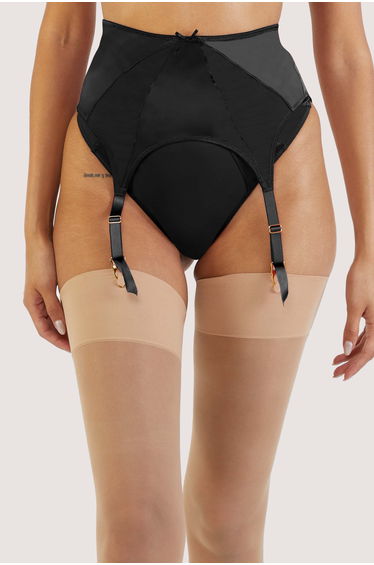Etta Black Mesh And Satin Suspender Belt