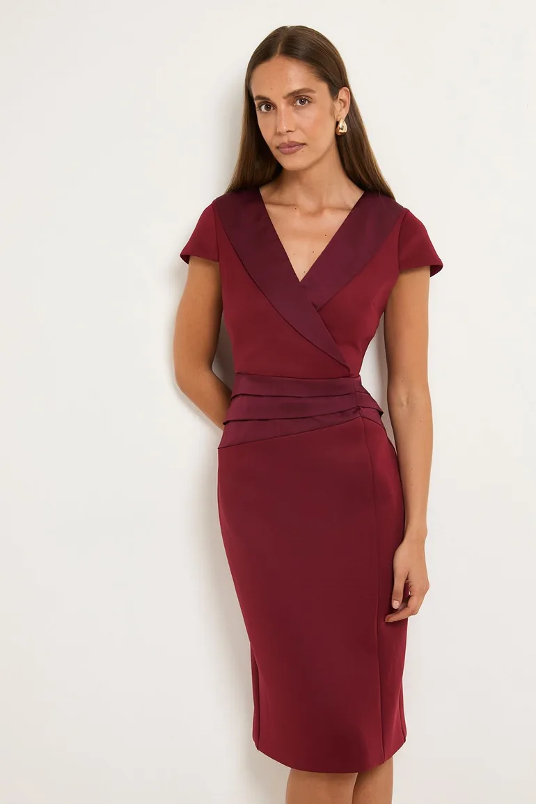 Scuba Collar Detail Pencil Dress - 3