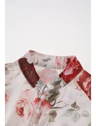 Heirloom Rose Puff Sleeve Belted Maxi Dress for Garden Parties & Photoshoots - 4