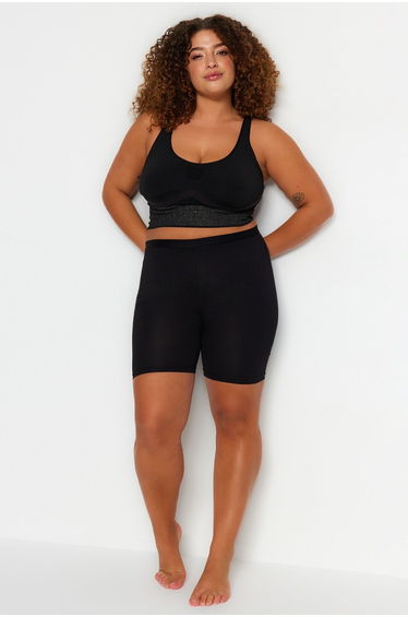 Plus Size Leggings - Black - High Waist