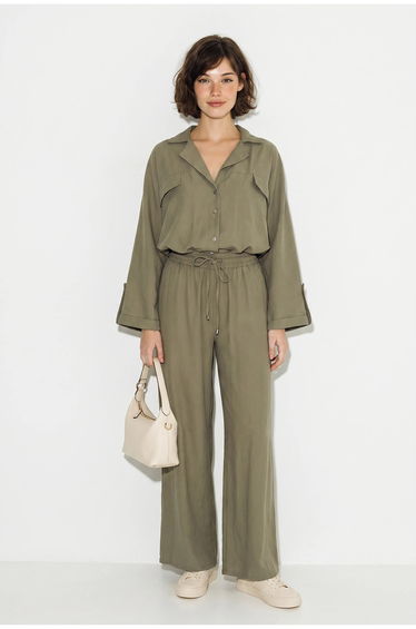 LUCCI Two-Piece Crepe Blouse And Wide-Leg Trousers