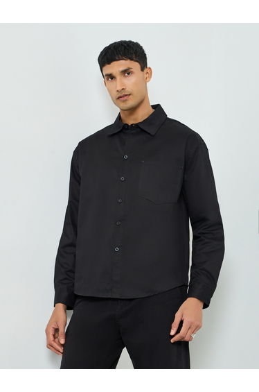 Men Black Cotton Oversized Shirt
