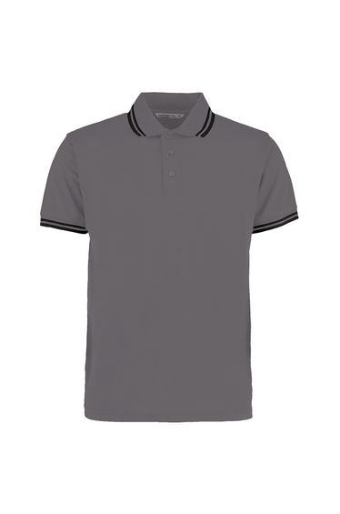 Kustom Kit Mens Tipped Cotton Pique Polo Shirt - Charcoal/Black