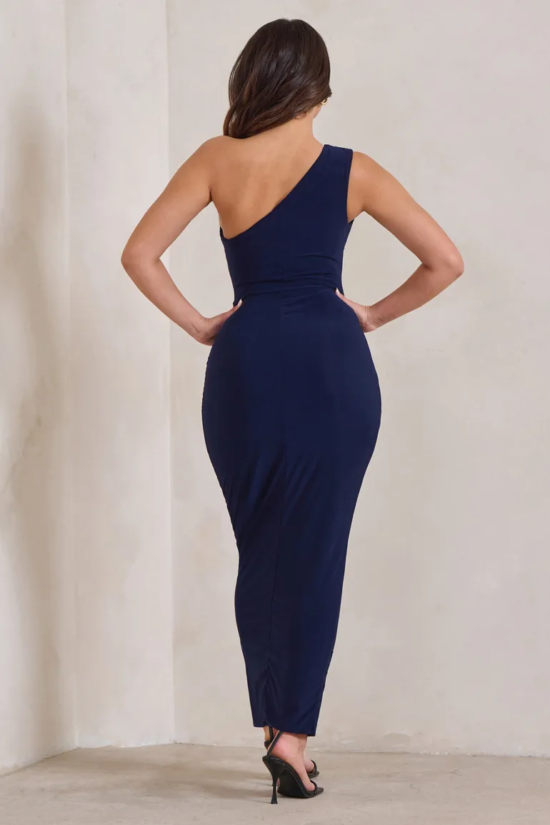 Athena |A Navy One Shoulder Maxi Dress - 1