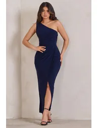 Athena |A Navy One Shoulder Maxi Dress