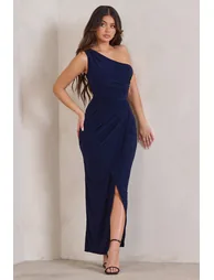 Athena |A Navy One Shoulder Maxi Dress - 3