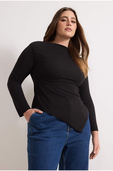 Black Camisole Knitted Plus Size Blouse