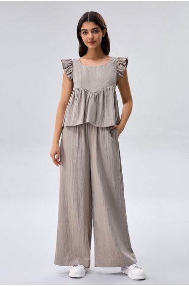 Wide Leg Elastic Waist Trousers