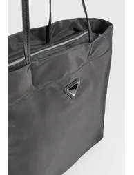 Nylon Basic Oversized Tote Bag - black - 3