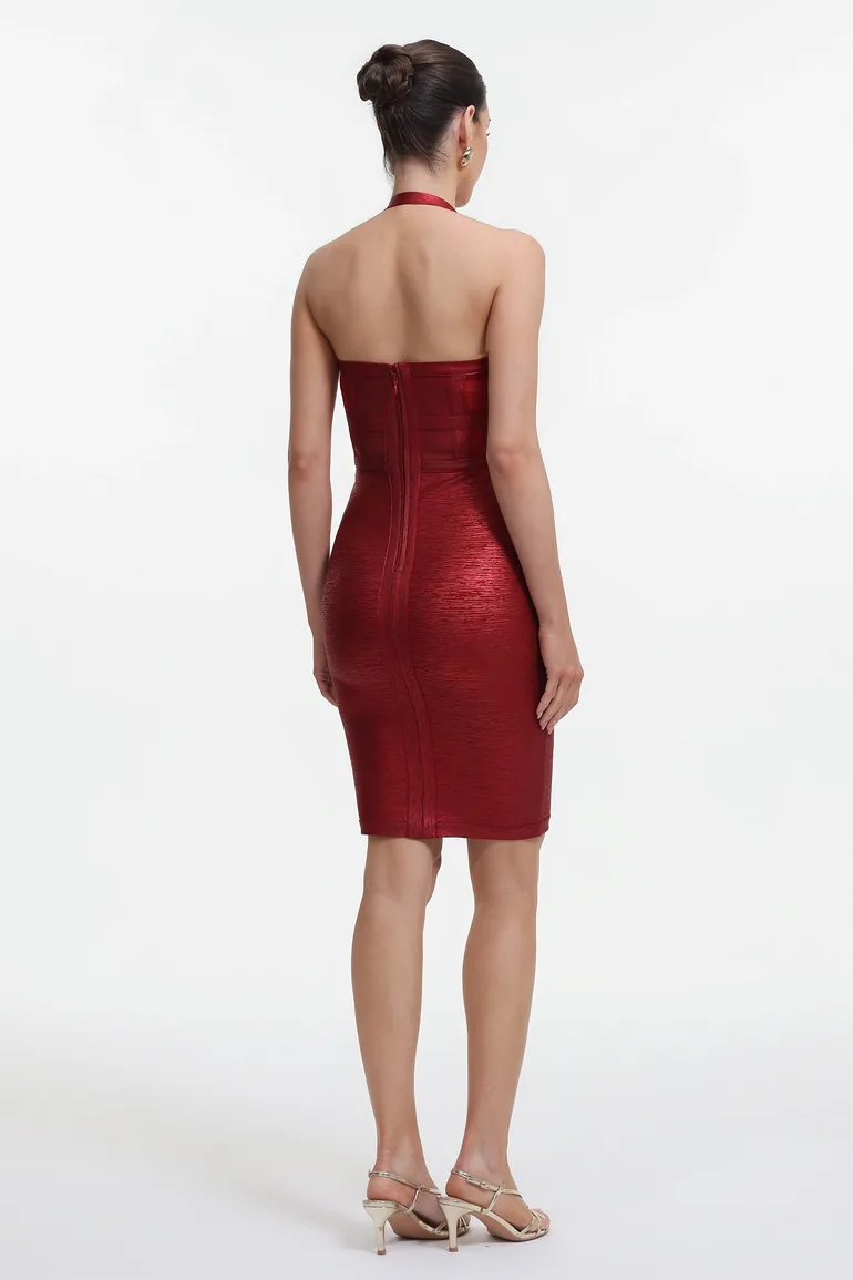 dark red bandage dress Justina Bandage Mini Dress Red