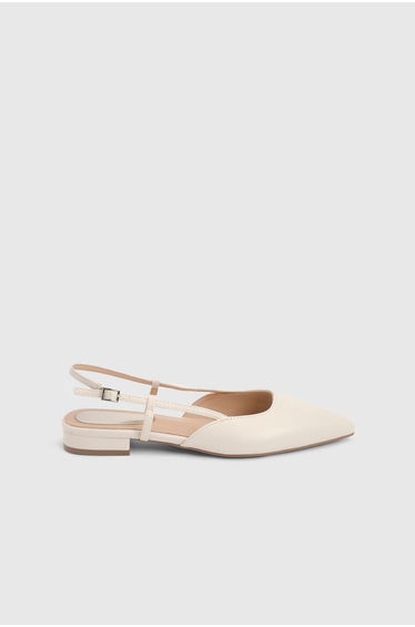 Bianca Faux Leather Pointed Sling Back Flats
