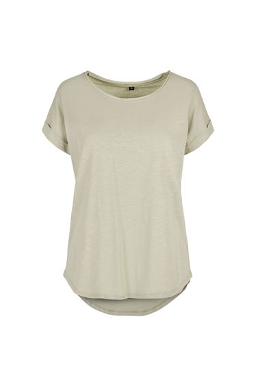 Womens/Ladies Long Slub T-Shirt - Soft Salvia
