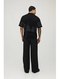 قميص محبوك بقصة عريضة - أسود - 2