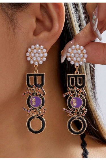 Boo Spider Pearl Cluster Drop Earrings
