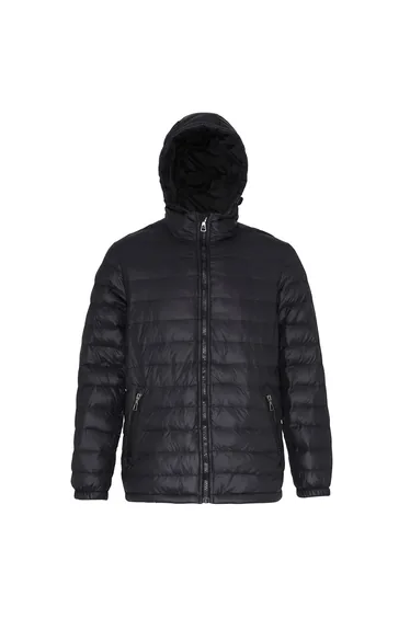 2786 Mens Hooded Water & Wind Resistant Padded Jacket - Black/Black