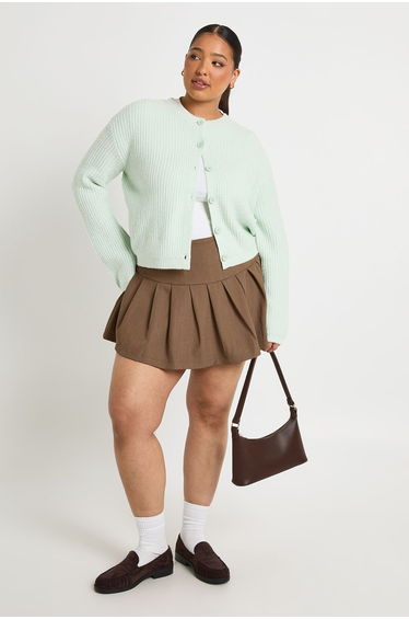 PLUS RIB BUTTON DOWN KNIT CARDIGAN - sage