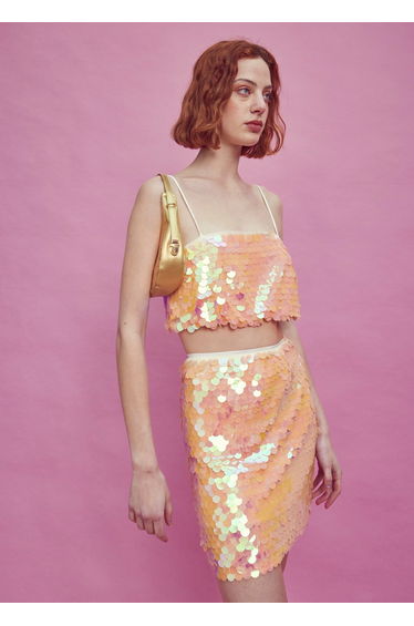 Lana Petite Co-ord Strappy Crop Top - Apricot