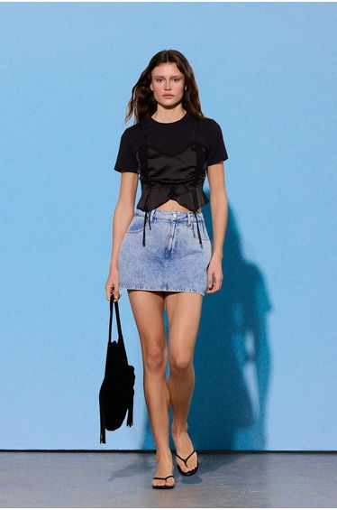 Limited Edition Blue Eyelet Detail Denim Short Skirt