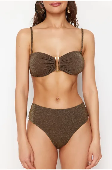 طقم بكيني سادة بخصر عالي سترابليس