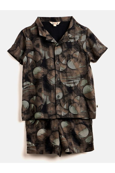 Boys Printed Collar Neck Casual Shirt and Shorts Set