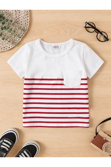 Girls White Striped T-Shirt