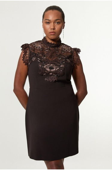 Plus Size Guipure Lace Woven Mini Dress
