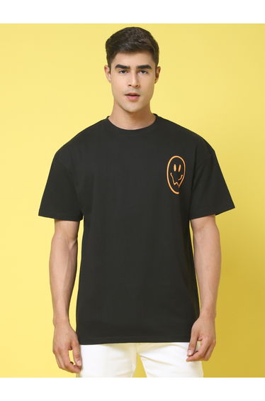 Men Black Graphic Print Oversized T-Shirt