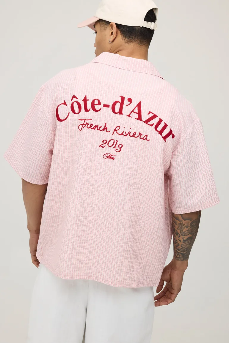 قميص نص كم بتصميم واسع بقماش شاشي بتطريز - زهري - 1