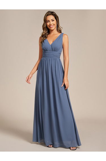 ever HUSH|Chiffon Empire Waist Sleeveless Pleated Bridesmaid Dress