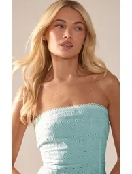 Baby Blue Broderie Bandeau Shift Dress - 3
