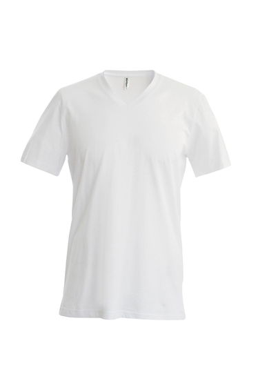 Kariban Mens Short Sleeve V Neck Slim Fit T-Shirt - White
