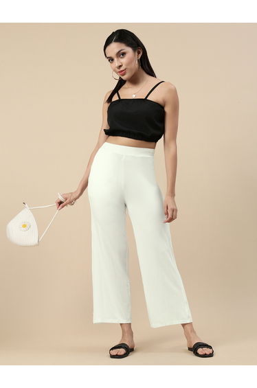 Off White Elastic Waist Knit Pants
