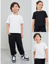 Pack of 2 - Kids Unisex Solid Cotton T-Shirt