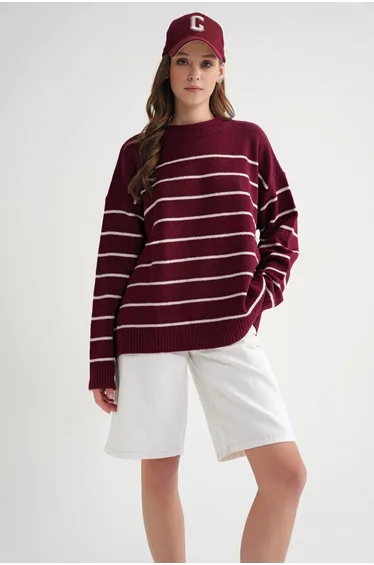 Mixray Striped Knit Pullover Sweater