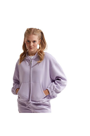 TriDri Womens/Ladies Recycled Cropped Oversized Full Zip Hoodie - Lilac