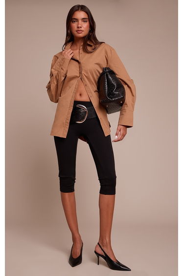 Tan Cotton Oversized Cuff Shirt