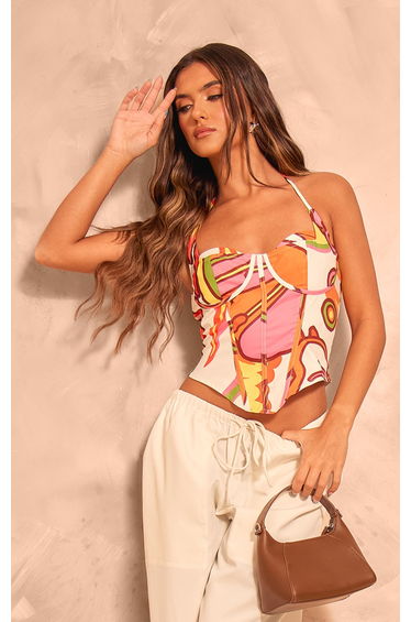 Multi Floral Printed Corset