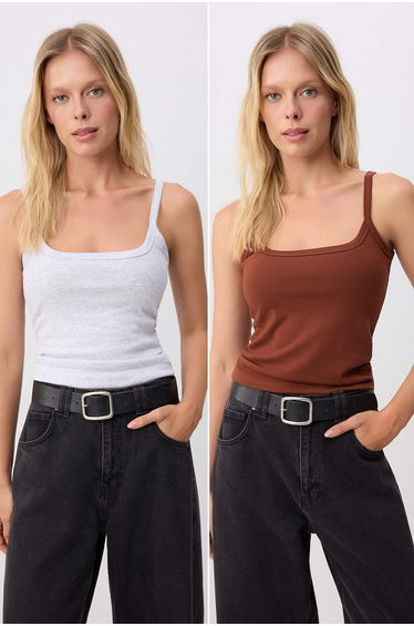 Grimelanj-Brown Fitted/Body-Fitting Pool Collar Ribbed Stretchy Knitted Undershirt