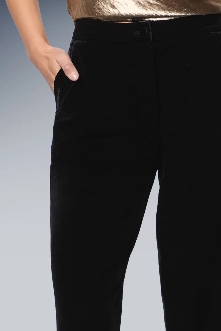 Petite Velvet Straight Leg Trouser - 3