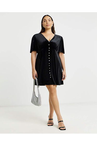 Black Velour Skater Dress
