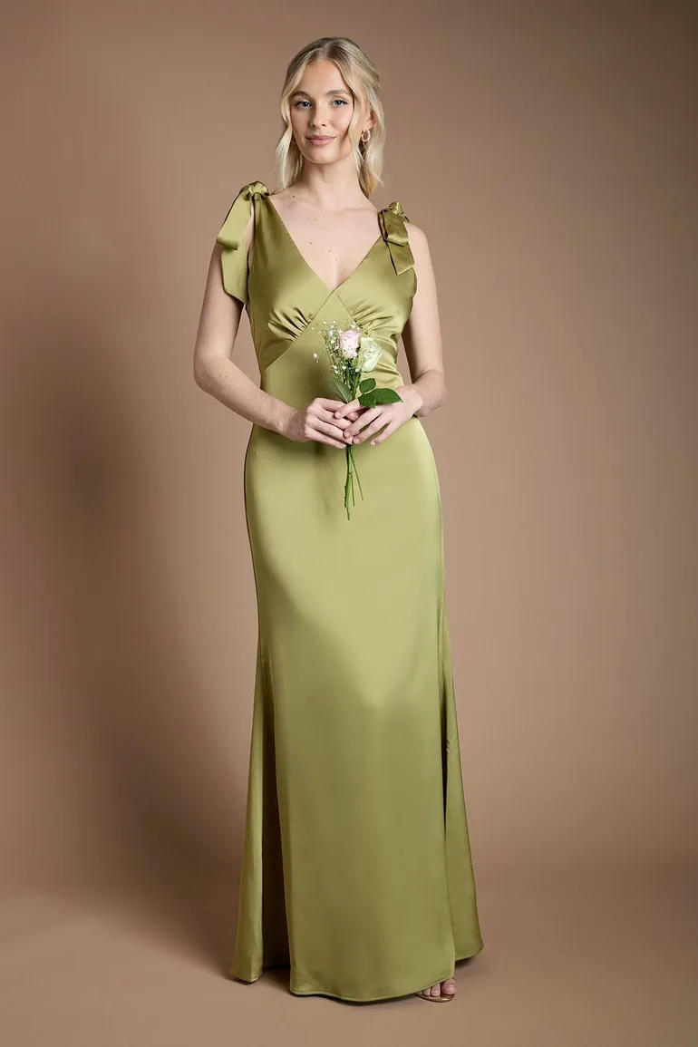 satin back crepe tie shoulder bridesmaids dress Buy Coast Satin Back Crepe Tie Shoulder Bridesmaids Maxi Dress In Green