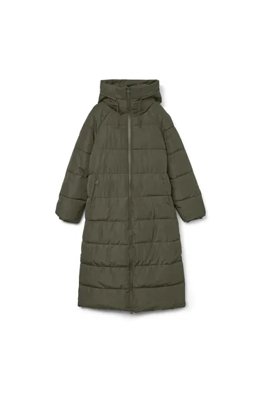 معطف نسائي طويل مبطن - أخضر