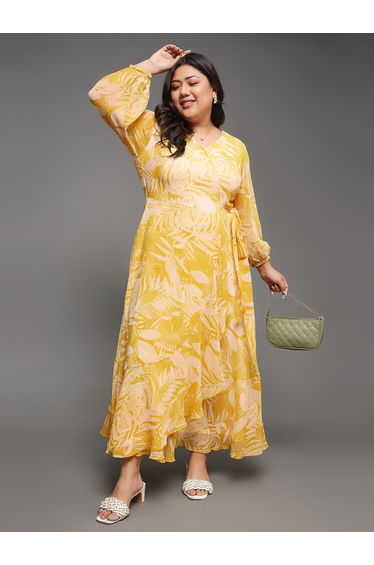 Plus Size Floral Print Midi Dress