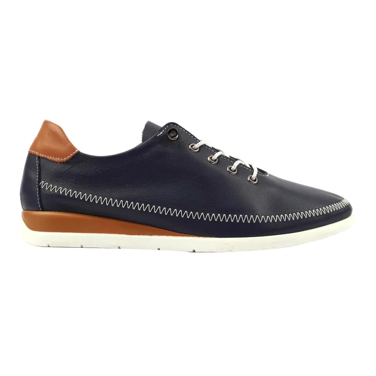 Lunar Womens/Ladies Penelopy Leather Trainers - Navy - 1