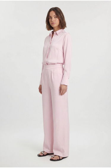 Petite Hammered Satin Wide Leg Woven Trouser