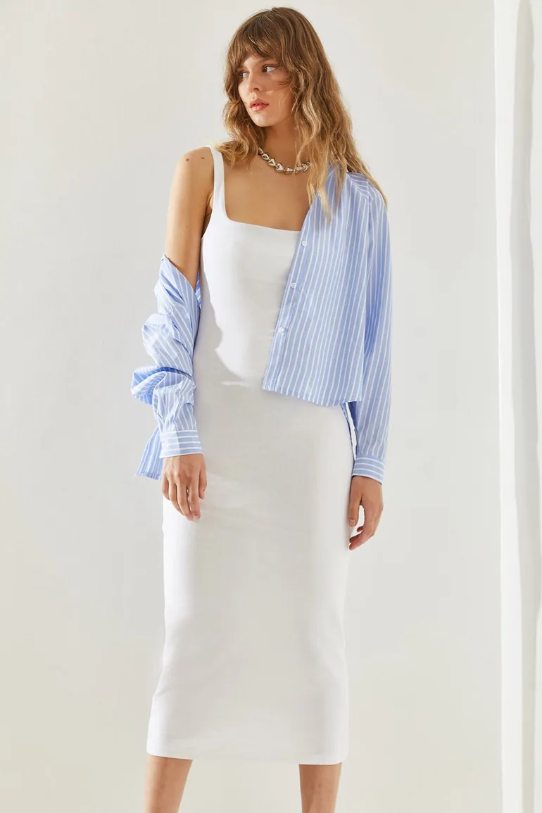 midi dress asymmetrical Arrabel Tiered Ruffle Asymmetric Midi Dress White