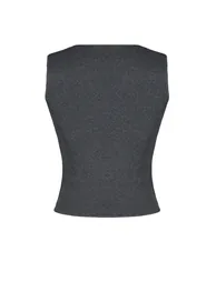 Anthracite Fitted/Sticky Collar Detail, Printed Corduroy Crop, Stretchy Knit Undershirt - 7